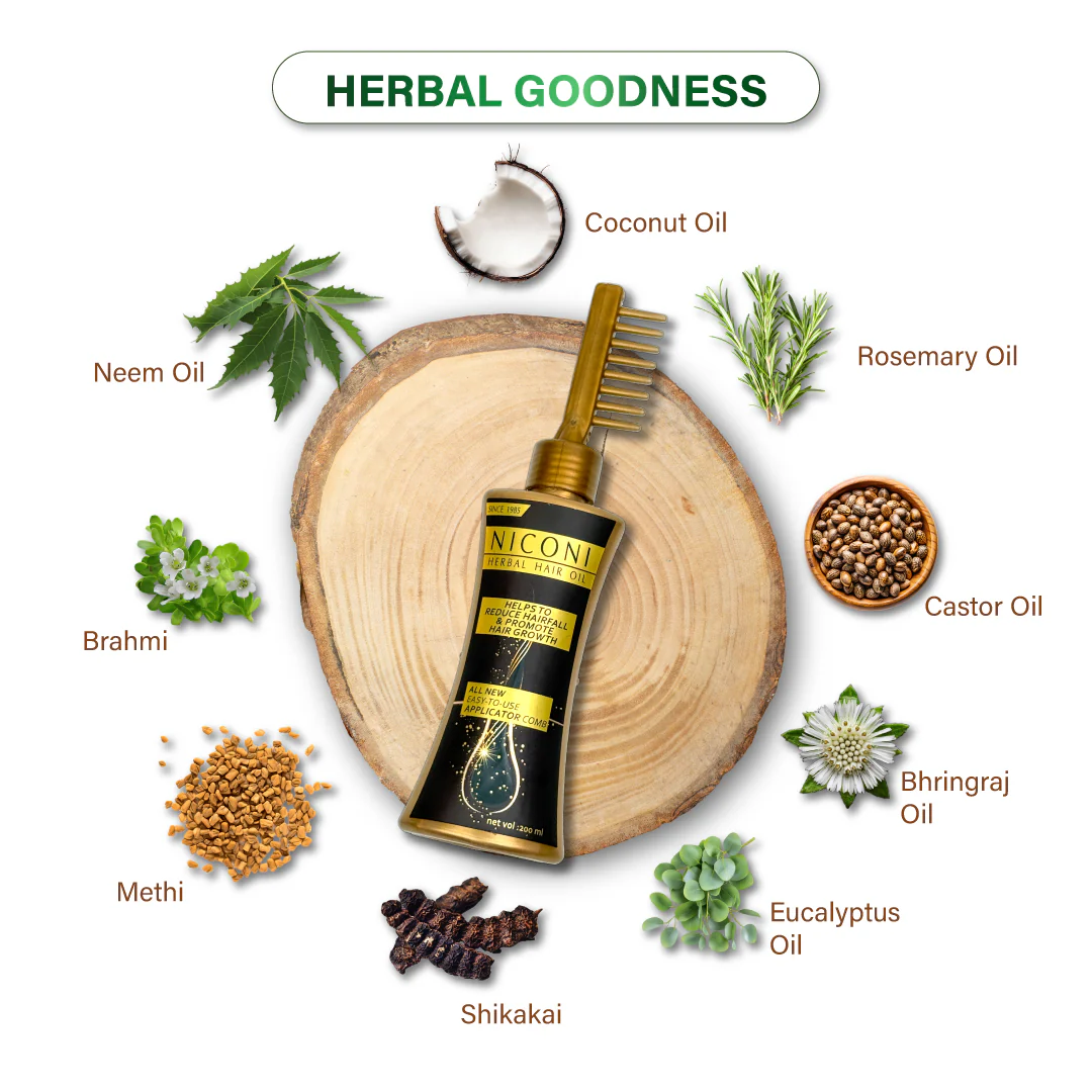 Niconi Herbal Hair Oil (Comb Applicator) 200ml | Money Back Guarantee - Image 10