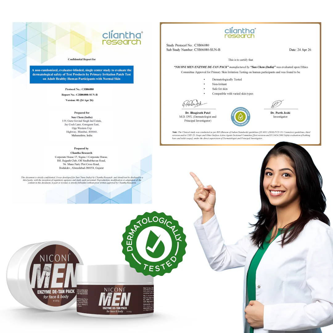 Niconi Men Enzyme De-Tan Pack For Face & Body (300g) - Image 4